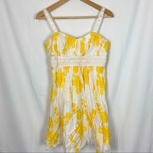 Sequin Hearts Yellow + White LACE Min Dress Size 9